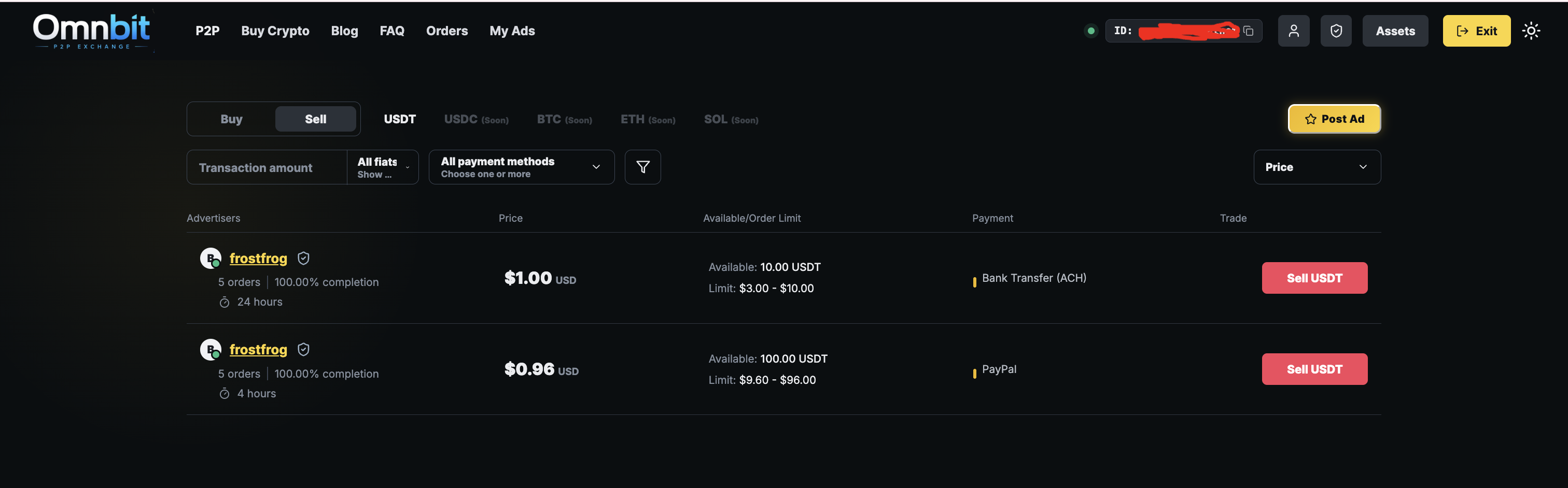 Omnbit P2P: Buy and Sell USDT with Local Currency